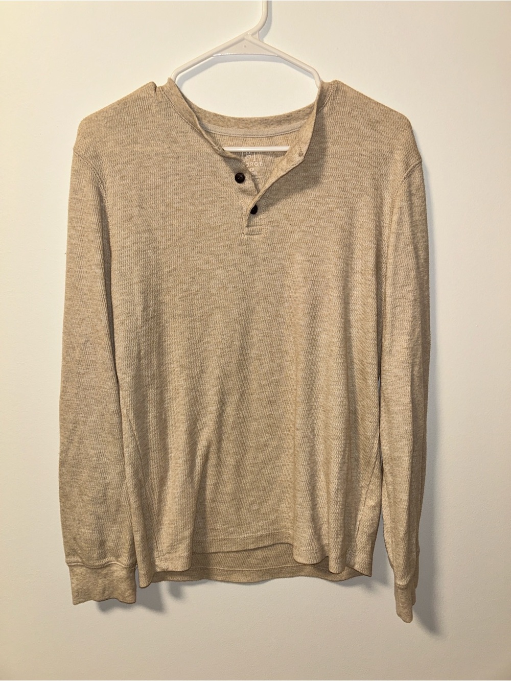 George Men's Beige Crewneck Henley Sweater